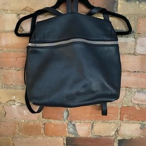 KARA pebbled leather black backpack